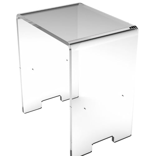 AGPLEX Sgabello Doccia in Vetro Acrilico Plex 12mm - misure 35x25x40 cm – Sgabello Bagno Design Trasparente Moderno Resistente Multiuso – Sedia Tavolino per Soggiorno Camera – Made in Italy