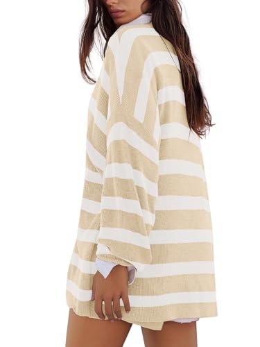 Image of Panadila Womens Striped Sweater Set Oversized Lounge Sets Matching Pajamas Long Sleeve Sweater Top and Shorts