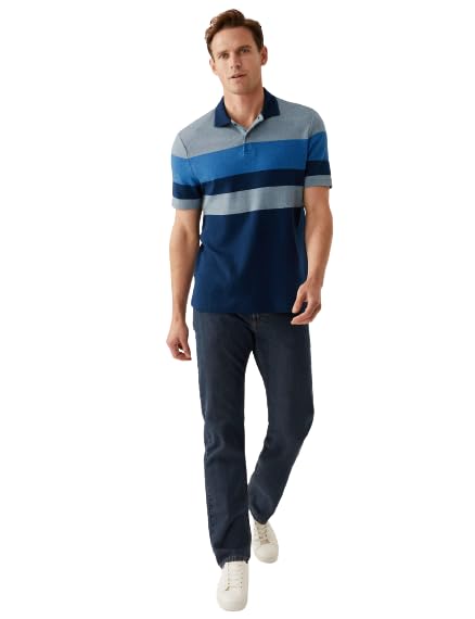 Image of Marks & Spencer Mens Striped Cotton Collared Neck Regular Fit Polo Shirt