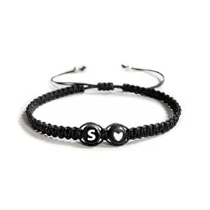 Heart Initial Bracelets 26 Letters Initial Charms Bracelet for Women Gifts A-Z Braided Bracelets Heart Link Handmade Rope Braided Adjustable Jewelry for Mom Daughter Birthday Jewelry Gift