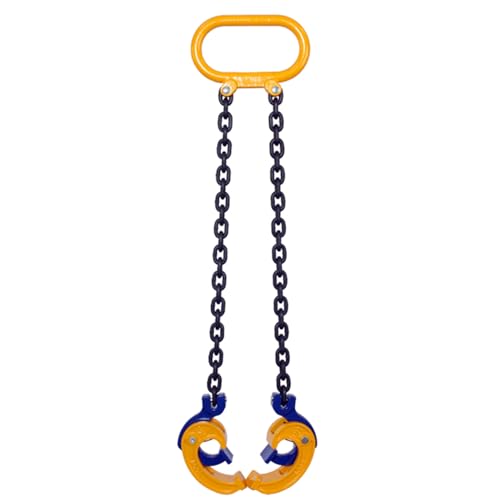 AZHANGYB Chain Sling, Double Leg Chain Sling with Hook, 1t/ 2204lbs Load Capacity, G80 Alloy Steel Engine Lifting Chain, Chain Drum Lifter for Machinery, Ports, Building
