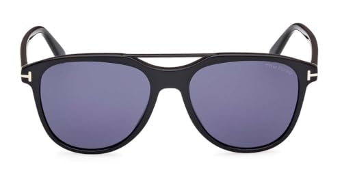 Image of Tom Ford Damian Blue Pilot Men's Sunglasses FT1098 01V 54, Shiny Black