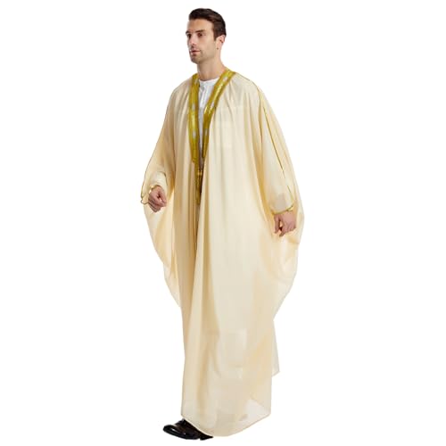 Qianliniuinc Thobe for Men Islamic Arabic Robe - Muslim Prayer Clothes Loose Abaya Clothing Casual Kaftan Long Sleeve4