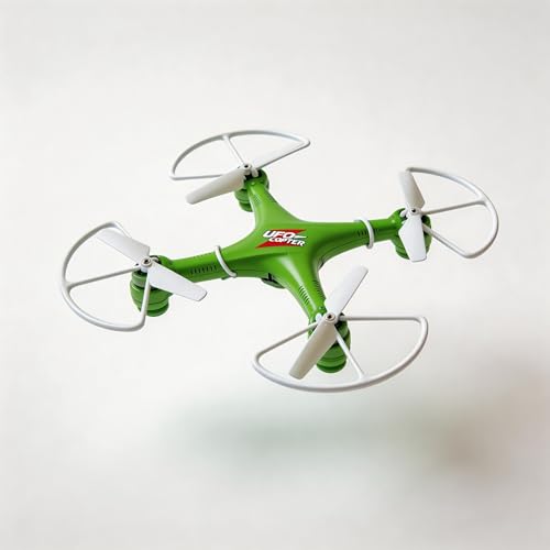 Image of UFO Copter RC Drone for Kids & Beginners | 6-Axis Quadcopter with Propeller Guards | Stable Flight, Lightweight Design | Indoor & Outdoor Toy Drone (Green & White)