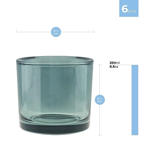 Trend For Home 6 Glass Tealight Holders H: 8 cm diameter 9 cm Candle Jars for Candle Making Round Green Candle Holders Tealight Candle Holders for Living Room Tea Light Holder 250 ml - Image 2