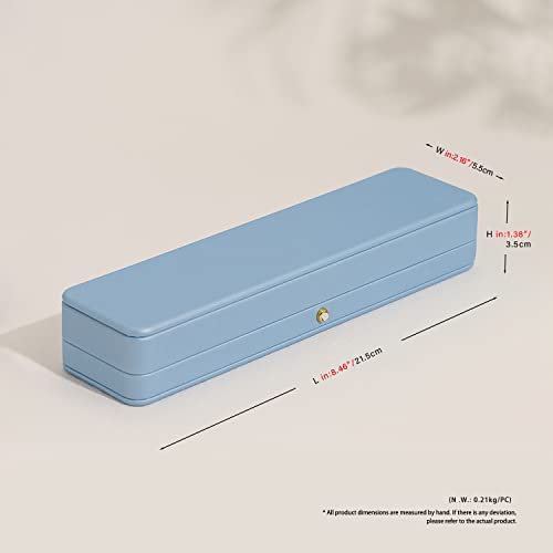 Sky Blue Leather Necklace Bracelet Box, Jewelry Storage Small Case, Velvet Interior, Portable for Travel and Home Use with Metal Hinges