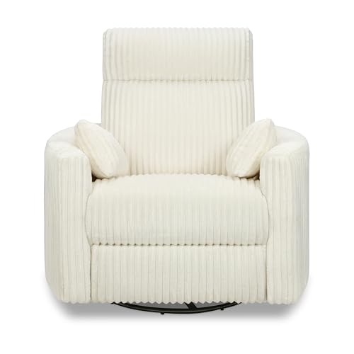 Image of DaVinci Atlas Upholstered Recliner & Swivel Glider, Cream Cozy Corduroy