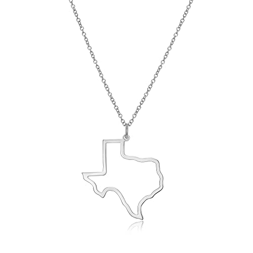 MORGAN & PAIGE .925 Sterling Silver Rhodium Plated US Home States Outline Map Pendant Necklaces for Women - Long Distance Friendship Dainty Hypoallergenic Sterling Silver Necklace for Women 18 inch - Main Image
