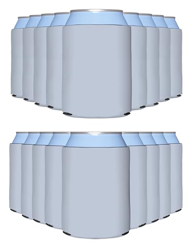 PartyPrints 25 Pack Frost Blank Can Cooler Sleeves, Customizable Bulk Insulated Foam for Beer, Collapsible Plain Drink Holder, Cold Soda Insulator, 12oz Regular, 16oz Tall Cans