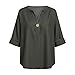 Aniywn Cute Summer Shirts for Women Half Sleeve Summer Tops Button Down V Neck Roll Up Sleeve Blouses Loose Fit Casual Shirt Grey