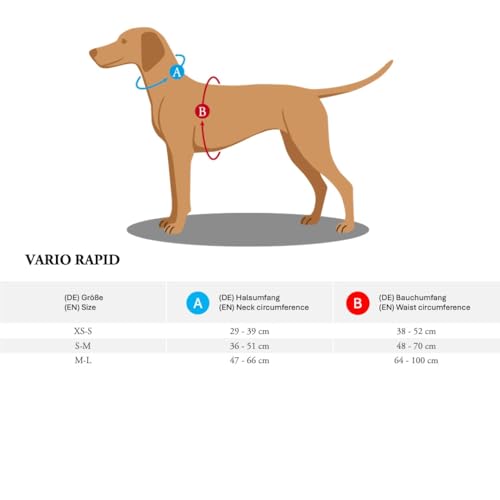HUNTER Sicherheitsgeschirr VARIO RAPID, Panikgeschirr mit extra Bauchgurt, ausbruchssicher & verstellbar, auch als klassisches Y-Geschirr nutzbar, leichte Klickverschlüsse, Farbe: braun, Größe: S-M