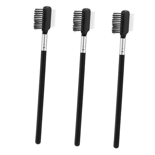 Baluue Elegant Eyebrow Lash Comb 2-in-1 Double Head Brush 3 Pieces for Girls Non-Slip Handle for