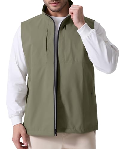 Image of Susclude Men's Quick Dry Lightweight Softshell Vest Windproof Sleeveless Jacket for Fishing Work Golf Hiking Casual Travel