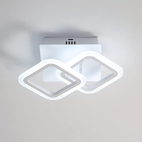 Lámpara de Techo de Acrílico Moderna, 18W 220V 6500K Lámpara de Techo LED de Luz Blanca Fría, 2 Luces Cuadradas Luz de Techo Cruzada para Dormitorio, Sala de estar, Pasillo, Cocina Cover