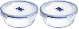 Luminarc Pure Box Active Recipiente Redondo Hermético Vidrio 15x7x6,6cm - 92cl Sodo Apto Microondas Apto Frigorífico Reciclable (Paquete de 2)