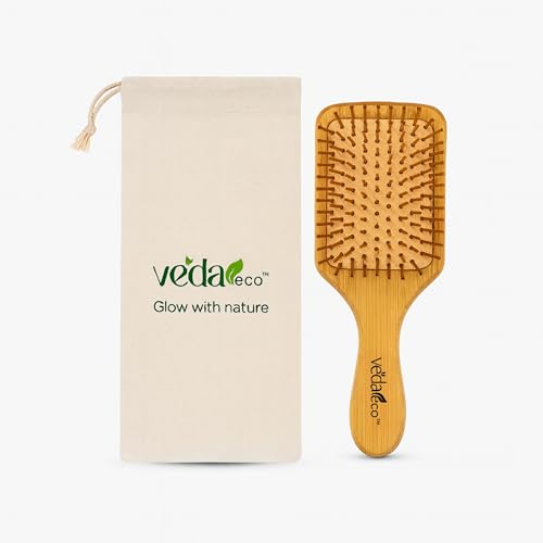 Image of Wooden Paddle Hair Brush for Women & Men, Bamboo Scalp Massage Brush