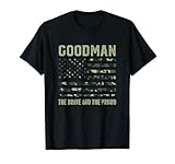 GOODMAN Last Name Surname Camouflage American Flag T-Shirt