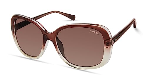 Kenneth Cole New York Women's KC5745F Square Sunglasses, Shiny Light Brown/Gradient Brown, 57/17/135