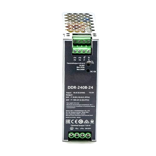 DDR-240B-24 24V 10A DC-DC Converter, Ultra Slim, 16.8-33.6VDC Input, Railway Applications