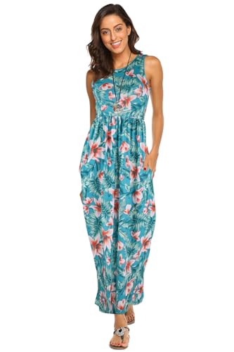 Image of Hount Women's Summer Sleeveless Striped Flowy Casual Long Maxi Dress with Pockets