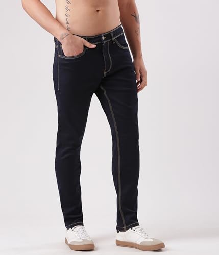 Image of TURMS Men's Cool Tech Jeans All Degree Anti Odor UV Protectant Travel Edition Mid Rise Denim Pants | Stretchable Comfort Cotton Rich