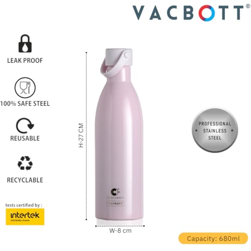 Image of Clay Craft Meko Double Wall|18 Hours Hot and 24 Hours Cold Water Bottle Vacuum Insulated Flask Bottle|680ml, Steel Bottles for Travelling|BPA-Free|Leak Proof|BIS Certified|1Year Limited Warranty