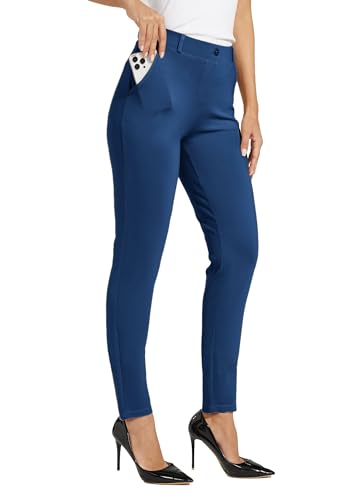 Willit pantalon yoga femme ajusté 4 poches 28" bleu