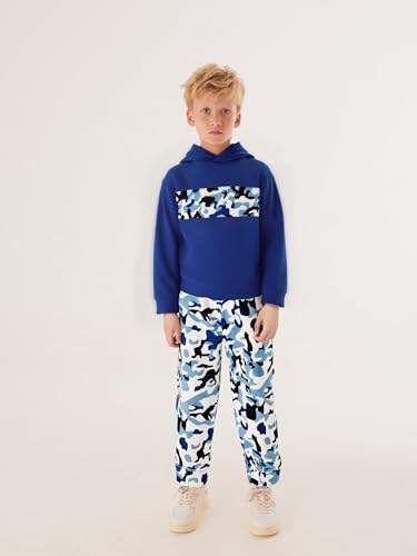 Image of Boys Sweatsuit Long Sleeve Color Block Hoodie Sweatshirt and Jogger Pants 2PC Sets Fall Clothes (Sizes: 4-8)