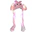 Divertente Cappello Gatto Rosa con Luci LED Peluche Che muove Le Orecchie Cappuccio Taglia Unica per Bambini e Adulti Berretto Accessorio Invernale con Orecchi Mobili
