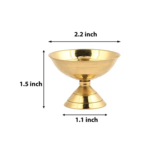Shubhkart Ornamental Oil Lamp For Puja - Handmade Indian Brass Oil Lamp/ Deepak/ Deepam/ Pyali Diya #TOP4