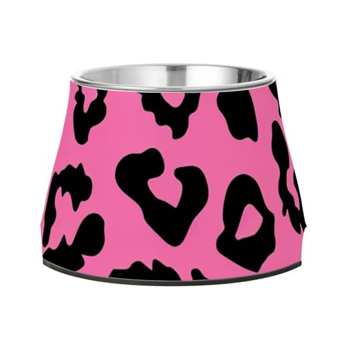 Ciotola leopardata per cani in acciaio inox rialzata piatto cibo per gatti alimentazione lenta cani alimentazione comfort alimentazione
