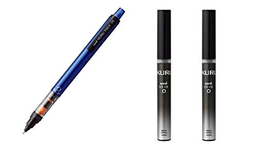 Uni Mechanical Pencil Kurutoga Pipe Slide Model 0.5mm Blue Body (M54521P.33) + Lead 2 set (U05203HB.24)