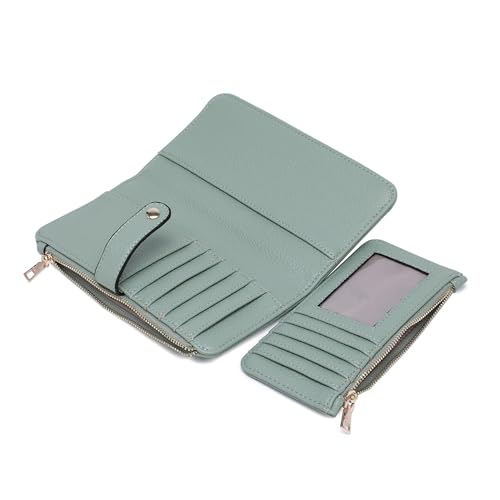 JEN & CO. Women's Wallet Clutch Credit Card Holder With Zip Change Pocket Vegan Leather Midnight Black3