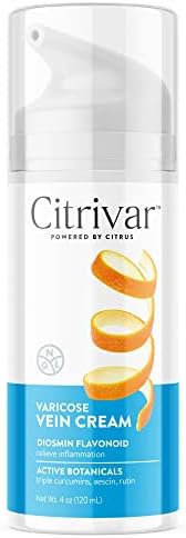 NGL Citrivar Varicose Vein Cream for Legs Improve Circulation Cream for Legs - Soothing Tonifier with Diosmin, Butcher's Broom, Aescin, Rutin, Curcumin - Cooling and Relaxing Mint Effect 4 oz (120 mL)