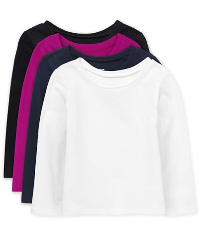 The Children's Place Baby-Girls and Toddler Basic Long Sleeve Layering Tees Multi Color 4-Pack 3T