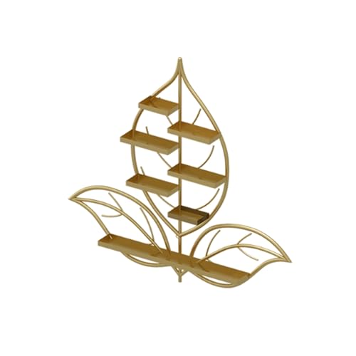 Estante de pared de metal con forma de hoja, 7 niveles, para...