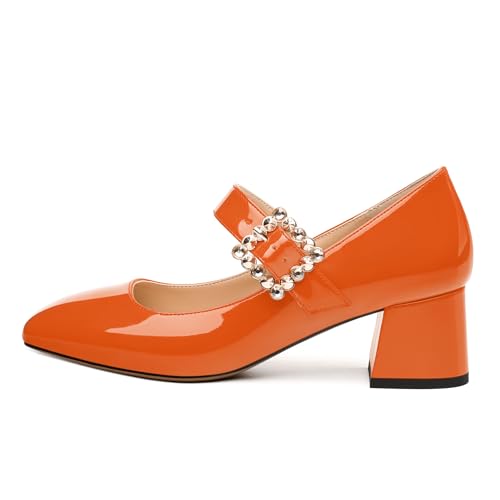 Women's Pumps, Square Toe Rhinestones Buckle Low Heels, Fashion Backstrap Pumps for Wedding Working Party2