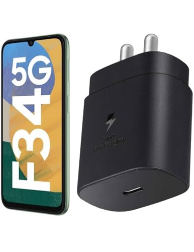 Image of 25W Type-C Original Adapter Compatible with Samsung Galaxy S23 FeS21 feA55M55F55M15F15A15M14A14A25F34M34A34-Black with SIX Months Replacement Warranty