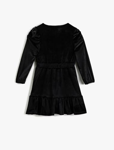 Robe en velours à manches longues avec détails de perles chic - 2