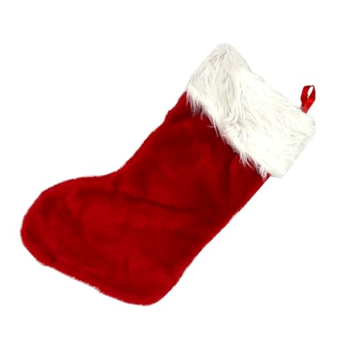Rocky Mountain Goods Classic Red Christmas Stocking with Thick Plush - 19â€ Stocking with Strong Sewn Hanging Loop - White Cuff - Large Size for Many Gifts and Treats