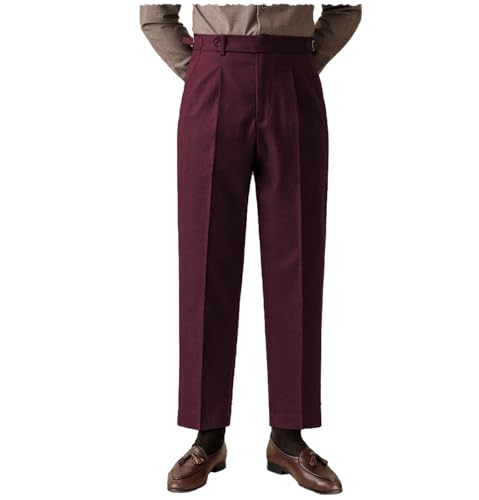 Men's Pants Business Casual Wide Leg for Work High Waisted Pants Straight Flat Trouser Best Man Wedding Party Pants
