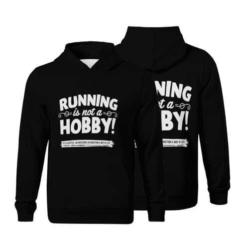 Kids Retro Running Is Not A Hobby Gym Fitness Boys Girls Lightweight Kangaroo Pocket Fleece Hoodies