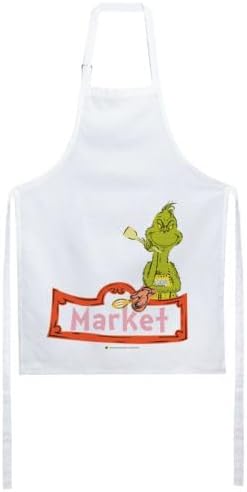 Dr. Seuss' The Grinch Market Sign - Delantal de cocina para cocinar y hornear, Blanco