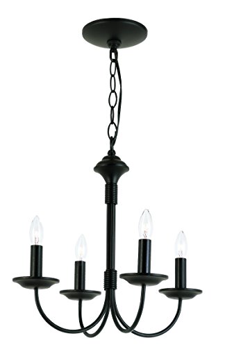 Trans Globe Lighting 9014 BK Candle Collection Fifteen Inch Four Light Ceiling Chandelier I in a Black Finish I Traditional Style Light Fixture I
