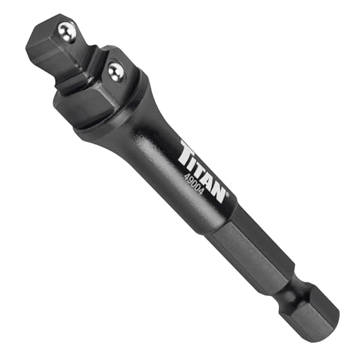 Titan 49004 1/4-Inch & 3/8-Inch Drive 3-in-1 Stepped Impact Socket Adapter Mutli-Functional Dual Drive Adapter Works as 1/4 Drive Wobble 1/4 Drive Straight & 3/8 Drive Straigt Extension