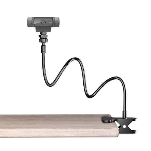 Image of Webcam Stand Phone Mount for Desk, Small Gooseneck Desk Tripod & Tabletop Phone Holder with Clamp & 1/4" Thread, Desktop Tripod for Action Camera GoPro C922 C930e C920S C920 C615 C960 C920x Brio
