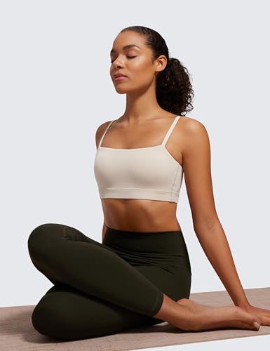 Image of CRZ YOGA Butterluxe Thin Strap Sports Bra | Light Support, Removable Pads, Yoga, Extremely Soft, Square Neck, Adjustable Back, for Women