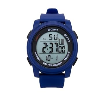 Relogio Digital masculino Esportivo, Resistente à Água, Display LCD, Pulseira de Silicone, resistente multifuncional, academia, corrida, leve (Azul)