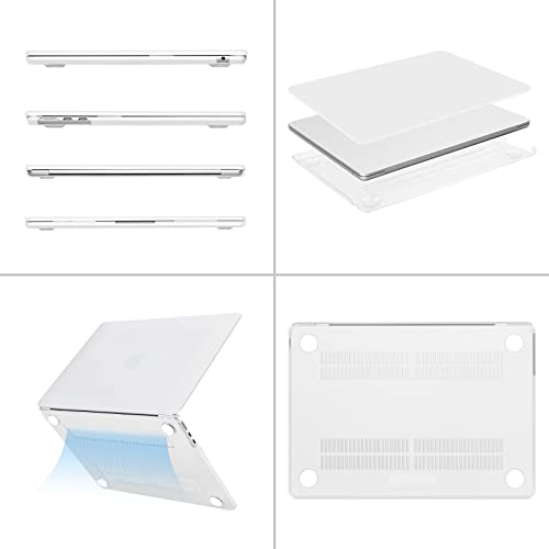 Image of MOSISO Compatible with MacBook Air 13 inch Case M5 2026 M4 2025 M3 M2 2024-2022 A3449 A3240 A3113 A2681, Hard Shell&Keyboard Cover&Screen Film&Type C for MacBook Air 13.6 inch Case, White