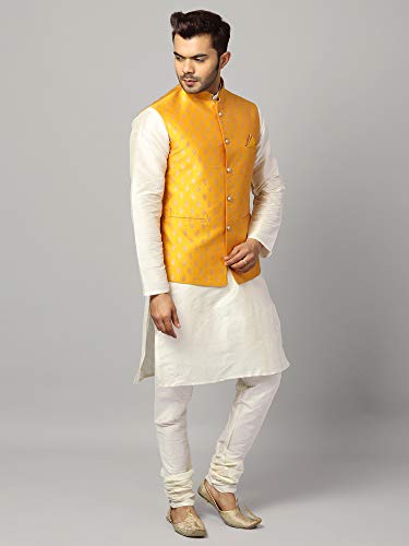 Image of Uri and MacKenzie Men's Silk Blend Kurta Pajama with Designer Ethnic Nehru Jacket /Modi Jacket